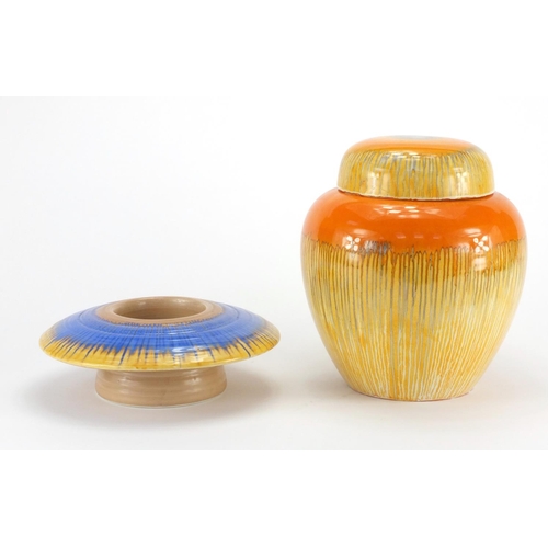 2131 - Shelley Harmony dripware ginger jar and toadstool posy vase, the largest 23cm high