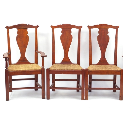 2025 - Theodore Alexander hardwood dining table and four chairs, to include two carvers, the table 7ft x 3f... 