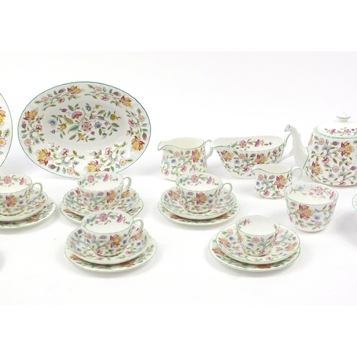 2140 - Minton Haddon Hall tea and dinnerware including teapot and gravy boat