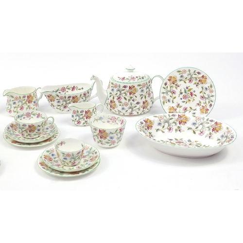 2140 - Minton Haddon Hall tea and dinnerware including teapot and gravy boat