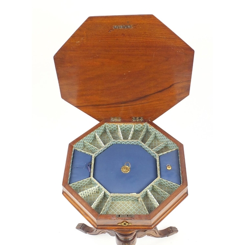 2006 - Victorian inlaid rosewood trumpet workbox, with fitted interior, 74cm high x 45cm wide