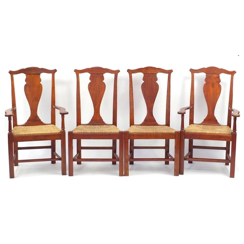 2025 - Theodore Alexander hardwood dining table and four chairs, to include two carvers, the table 7ft x 3f... 