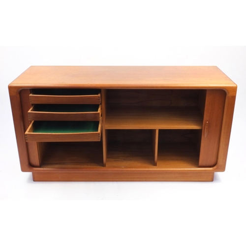 2009 - Danish teak sideboard by Drylund with tambour doors together with table and four chairs, 80cm H x 15... 