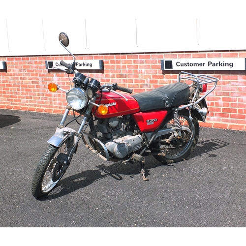 2002 - Kawasaki Z200 motorcycle, barn find, key and log book missing