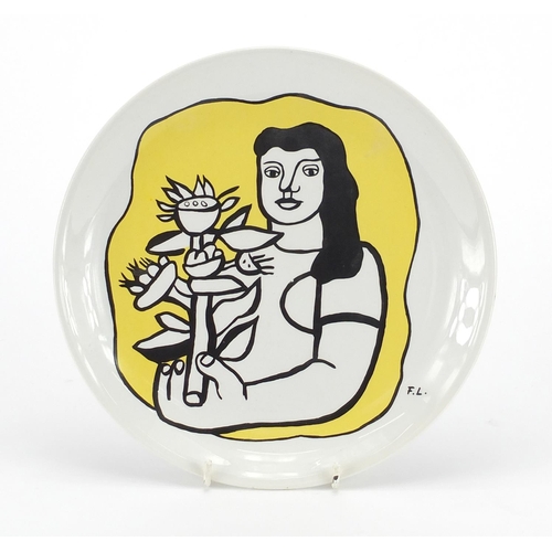 2132 - Fernand Léger decorated pottery plate, 24cm in diameter