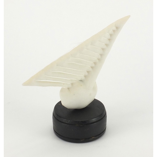 2133 - Porcelain Modernist sculpture on wooden base, 17cm high