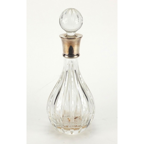 2128 - Modern Carrs cut glass decanter with silver collar, Sheffield, 31.5cm high