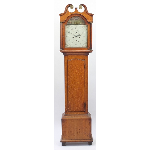 2017a - **WITHDRAWN FROM SALE**
Victorian oak longcase clock, with eight day movement, the dial painted with... 