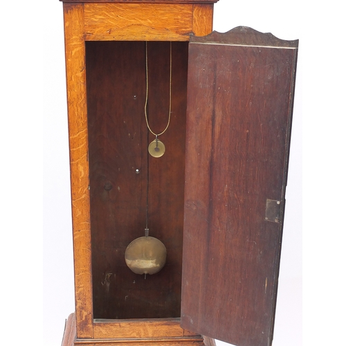 2017a - **WITHDRAWN FROM SALE**
Victorian oak longcase clock, with eight day movement, the dial painted with... 