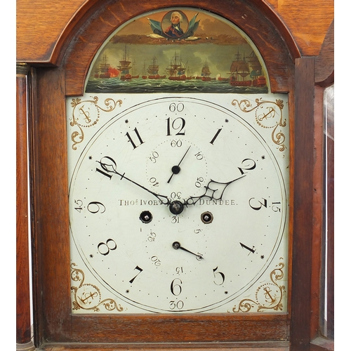 2017a - **WITHDRAWN FROM SALE**
Victorian oak longcase clock, with eight day movement, the dial painted with... 