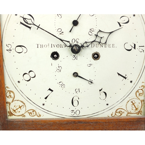 2017a - **WITHDRAWN FROM SALE**
Victorian oak longcase clock, with eight day movement, the dial painted with... 