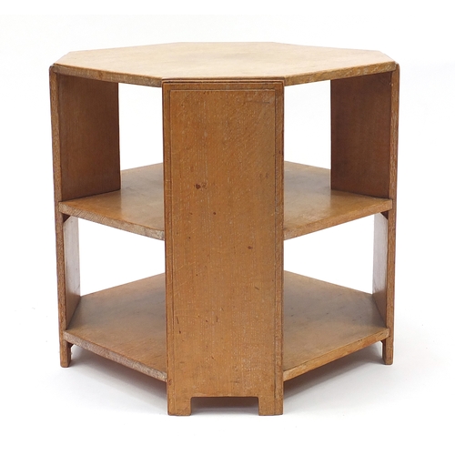 2013a - Art Deco octagonal limed oak coffee table, retailed by Heals of London, 51cm H x 51cm W x 51cm D