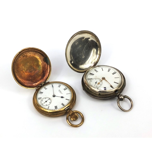 242 - Silver gentleman's full hunter pocket watch with engine turned decoration and fusee movement and a g... 