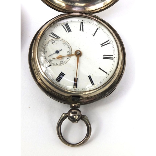 242 - Silver gentleman's full hunter pocket watch with engine turned decoration and fusee movement and a g... 