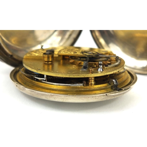 242 - Silver gentleman's full hunter pocket watch with engine turned decoration and fusee movement and a g... 