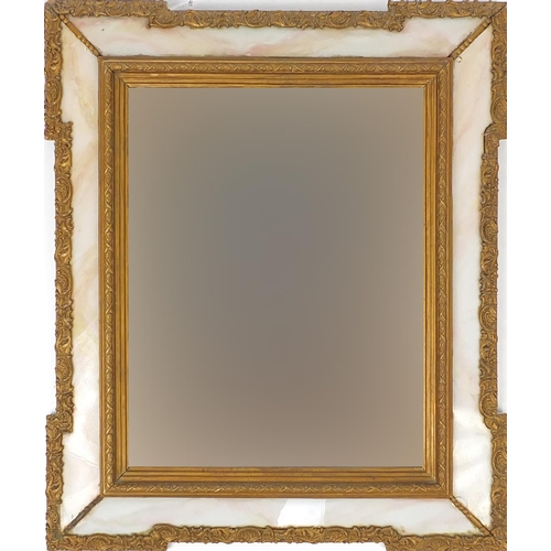 16 - Ornate faux marble and gilt framed wall hanging mirror, 65cm x 55cm