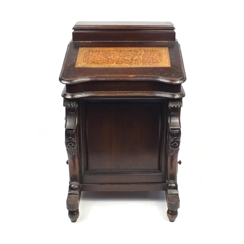 2 - Victorian mahogany davenport with tooled leather insert, fitted interior and a series of drawers, 87... 