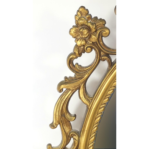 5 - Ornate gilt framed oval wall hanging mirror, 90cm x 56cm