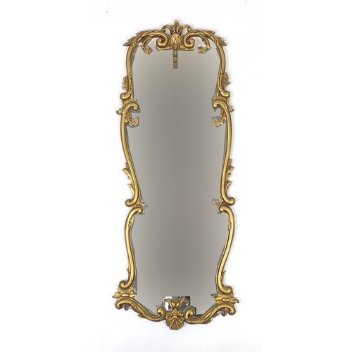 62 - Three gilt framed mirrors, the larger with bevelled plate, 133cm x 41cm