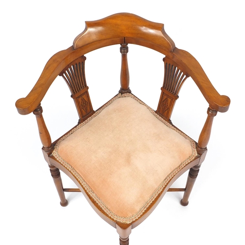 88 - Edwardian carved mahogany corner chair, 75cm high