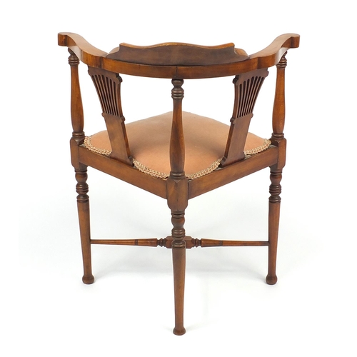 88 - Edwardian carved mahogany corner chair, 75cm high