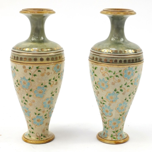 131 - Pair of Royal Doulton Slater's stoneware vases, 27cm high