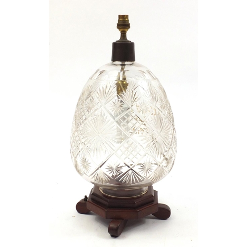 173 - Advertising Special Brandy cut glass dispenser converted to a table lamp, 52cm high