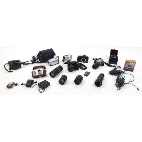 201 - Vintage and later cameras, lenses and accessories including Pentax, Minolta and Agfa examples