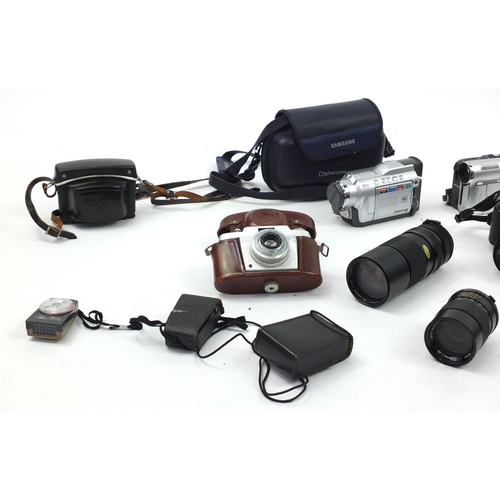 201 - Vintage and later cameras, lenses and accessories including Pentax, Minolta and Agfa examples