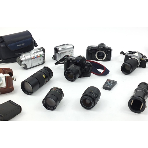 201 - Vintage and later cameras, lenses and accessories including Pentax, Minolta and Agfa examples