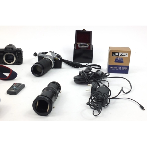 201 - Vintage and later cameras, lenses and accessories including Pentax, Minolta and Agfa examples