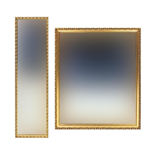 29 - Two gilt framed bevelled edge mirrors, the larger 123cm high