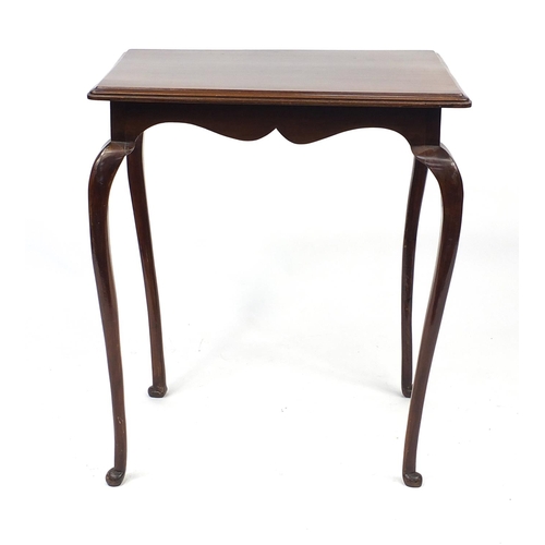 32 - Mahogany occasional table raised on cabriole legs, 79cm H x 66cm W x 48cm D