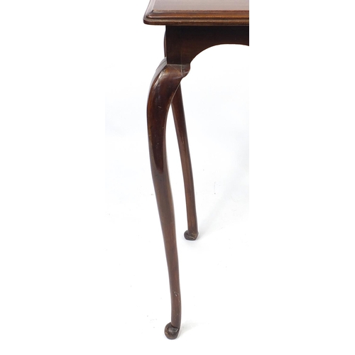 32 - Mahogany occasional table raised on cabriole legs, 79cm H x 66cm W x 48cm D