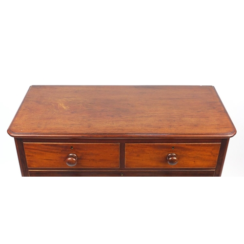 34 - Victorian mahogany five drawer chest fitted with two short above three long graduated drawers, 104cm... 