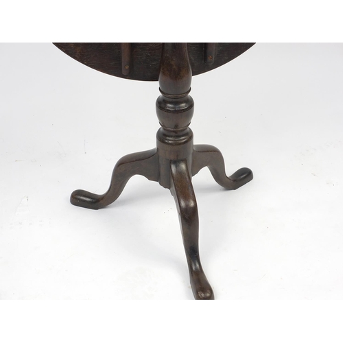 41 - 19th century oak tilt top table with tripod base, 70cm H x 68cm in diameter