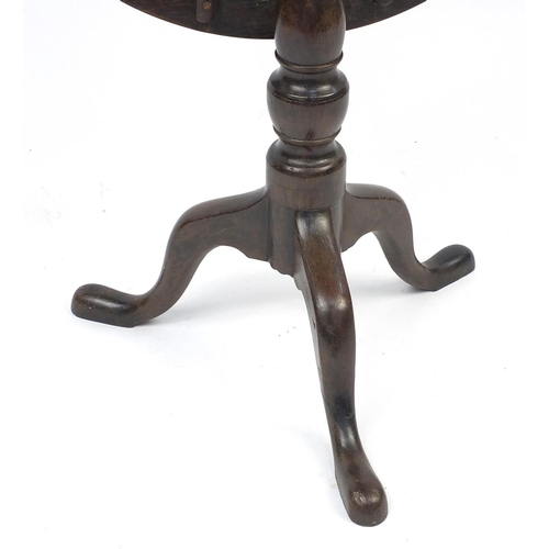 41 - 19th century oak tilt top table with tripod base, 70cm H x 68cm in diameter