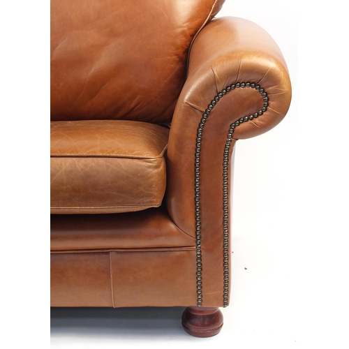 13 - Springvale brown leather two seater setee and arm chair, the setee 170cm in length