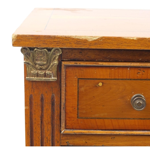 29 - Inlaid yew dwarf book case fitted with a frieze drawer, 82cm H x 85cm W x 30cm D