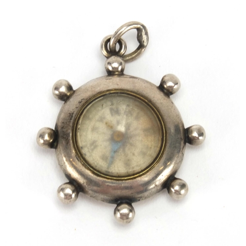 2503 - Silver compass pendant, Birmingham 1900, approximate weight 5.8g
