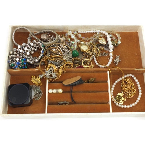 2504 - Vintage and later costume jewellery including silver charm bracelet and selection of charms, wristwa... 