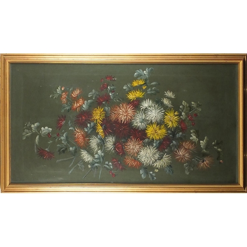 48 - Still life flowers, 19th century oil onto canvas, framed, 109cm x 57cm