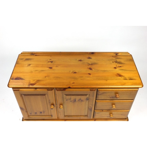 38 - Pine sideboard and coffee table, the sideboard 69cm H x 117cm W x 43cm D