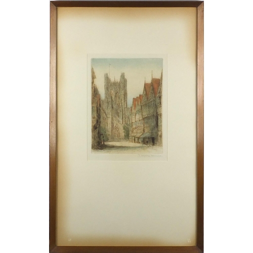 1427 - James Alphege Brewer - Chester Cathedral and The East Gate pair of pencil signed coloured limited ed... 