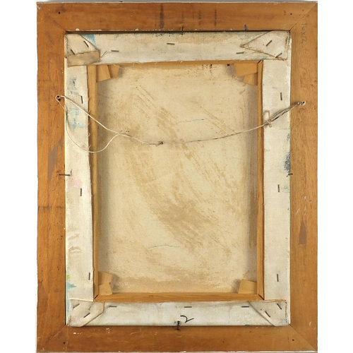1378 - Still life bottle, oil onto canvas, bearing a monogram RH, framed, 39.5cm x 29cm
