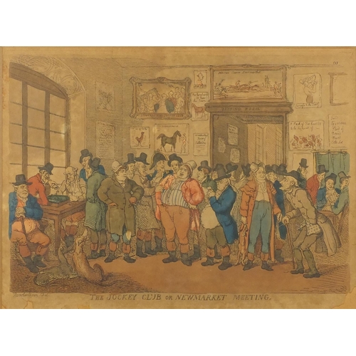 1429 - Thomas Rowlandson - The Jockey Club or Newmarket meeting, coloured etching, mounted and framed, 35cm... 