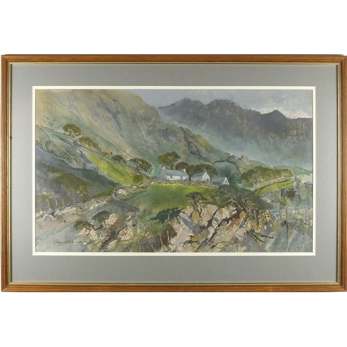 1212 - Malcolm Edwards - Snowdonian Farm, pastel, Exhibition Pastel Society 1982 at The Mall Galleries insc... 