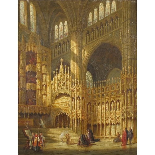 1194 - Henry Schafer - Chapel of The High Altar Cathedral, Toledo Spain, 19th century oil onto canvas, insc... 