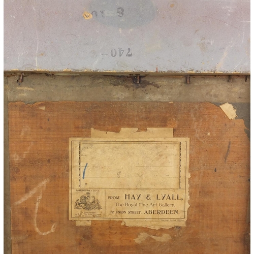 1191 - Abstract composition, coastal scene, oil onto wood panel, bearing a signature Joan Eardley, label ve... 