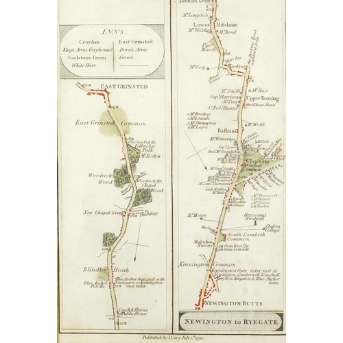 258 - Late 18th century Newinghton to Ryegate road plan by J Cary, dated July 1st 1790, mounted and framed... 